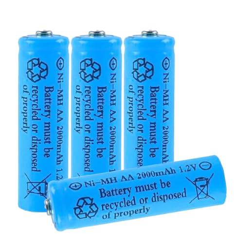 Svenirven 4 Pack Rechargeable AA Battery NiMH 1.2V 2000mAh Double A Batteries Pre-Charged Low Self Discharge for Solar Lights Lantern Household Devices Replacement (Blue)