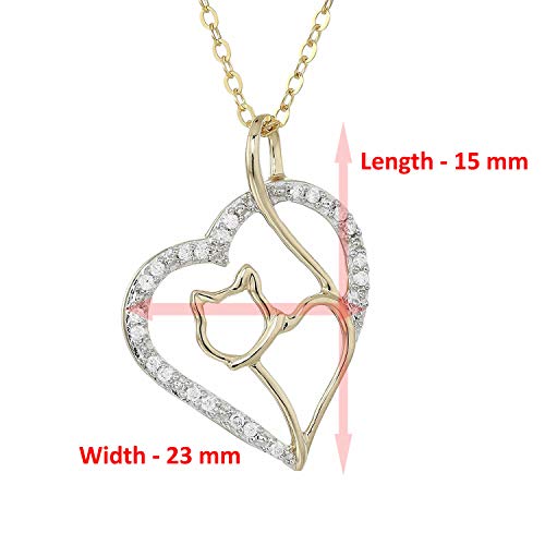 Vir Jewels 1/10 Cttw Diamond Cat And Heart Pendant 14K Yellow Gold 18 Inch Chain #TOP5