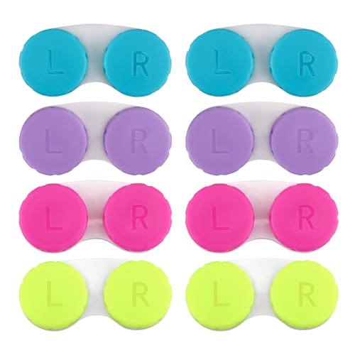 Conjunto de 8 capas coloridas para lentes de contato, porta-contatos, armazenamento de imersão