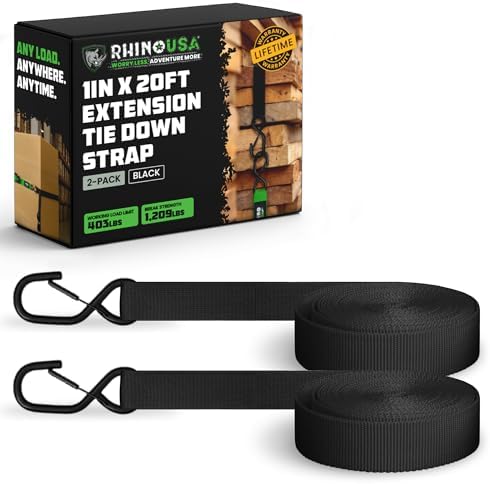 2 Pack Ratchet Strap Extension – 20 FT x 1 Inch with Loops Every ...