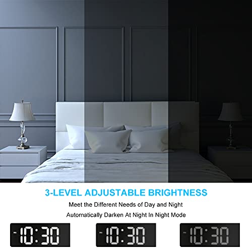 Lybile Led Mirror Remote Control Digital Wall Clock, Usb Powered Digital Alarm Clock With Snooze, Temperature And 12/24H Display, 11'' 7 Color Square Hollow Rgb Light For Home, Bedroom, Office #TOP3