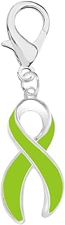 Beautiful Ribbon Hanging Charms for All Causes, Diseases, and Cancer - Ideal for Bracelets, Purses, Zipper Pulls on Jackets, Backpacks, Pet Collars - Perfect for Fundraising and Support Groups
