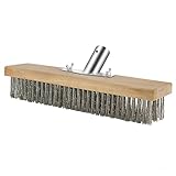 AMZQ Stainless Steel Wire Floor Brush Head, Multi-Purpose Steel Metallic Wire Deck Brush, 11.5' Heavy Duty Brushes for Scrubbing Stains on Concrete, Cleaning Outdoor Deck, Garage, Pool, Grout, Patio