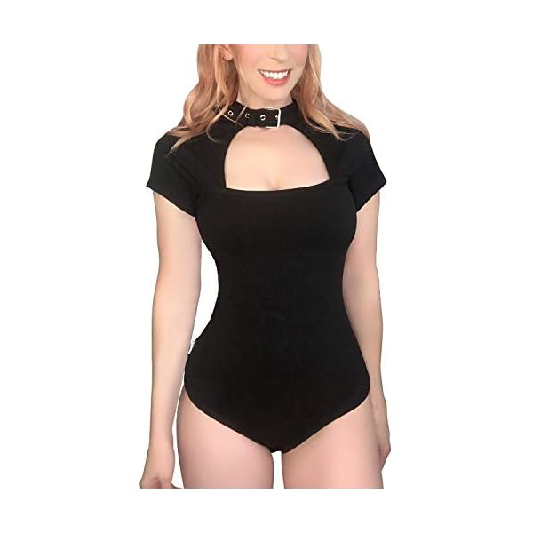 Littleforbig Cotton Button Crotch Romper Onesie Pajamas Bodysuit – Collared Black XL