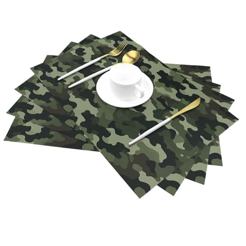 Sets de table camouflage vert pour repas en terrasse et d'extérieur - 4