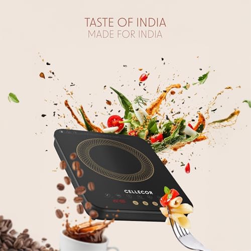Image of CELLECOR ICT03CE 2000 Watts Induction Cooktop with Auto-Switch Off | 7 Preset Modes | Feather Touch Panel | Overheat Protection | Energy Efficiency | Touch Control|1-Year Warranty