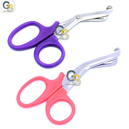 G.S 2 PCS (PURPLE + PINK) PARAMEDIC UTILITY BANDAGE TRAUMA EMT EMS SHEARS SCISSORS 7.25 INCH STAINLESS STEEL
