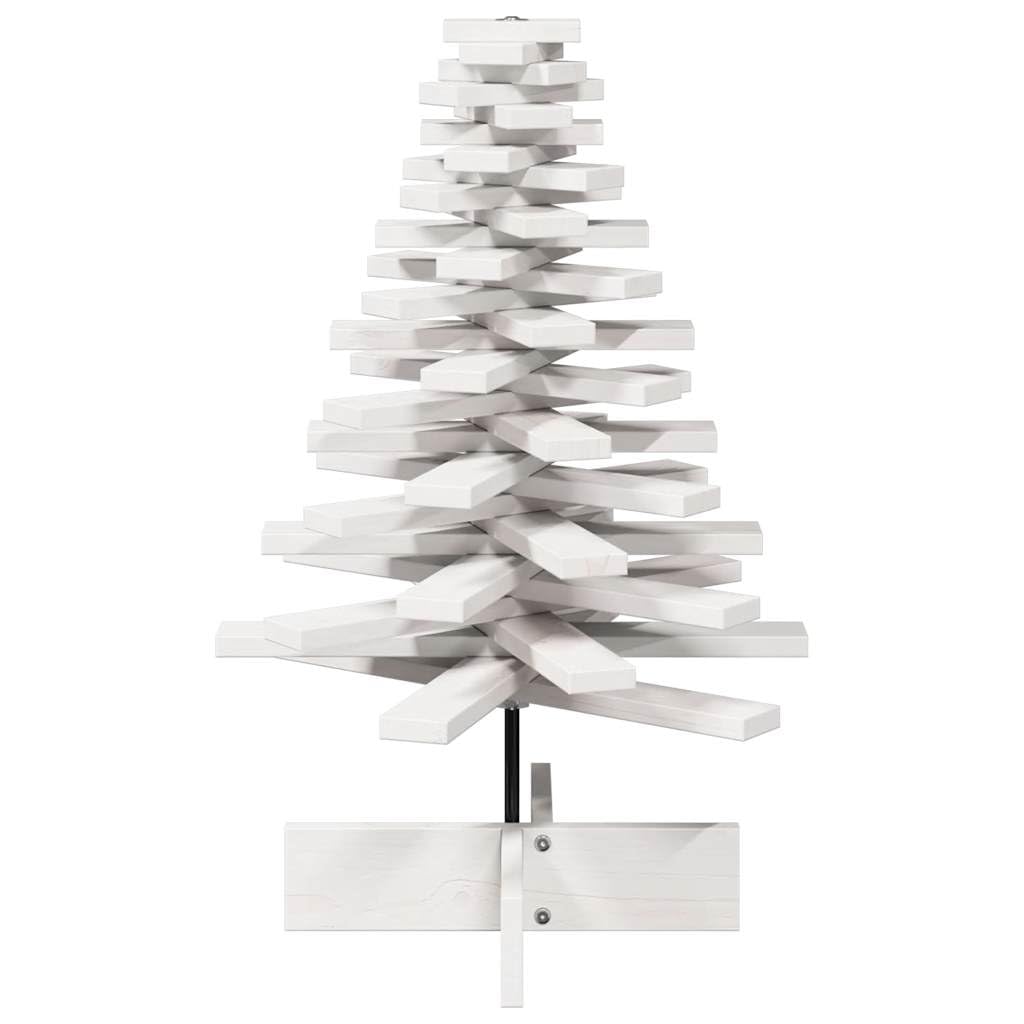 Albero di Natale in legno massello di pino, bianco, 52 x 52 x 80 cm