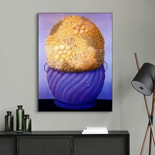 Impression Fernando Botero affiche pot de fleur peinture toile salon 40x55 - 2
