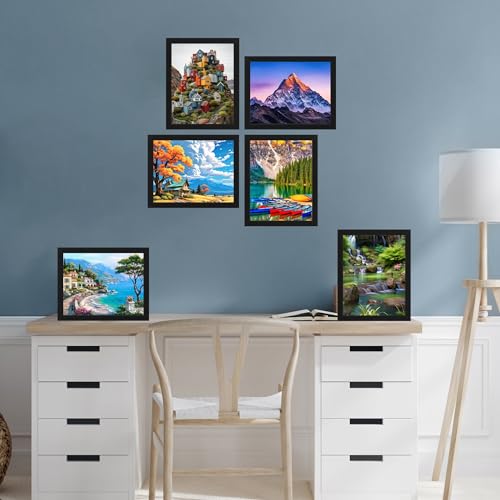 M1SS (Set of 6 Black 8" x 10" Picture Frame with Styrene front Gallery Picture Frames Sleek Design Multiple Pictures, Portrait or Landscape Orientation for Desk Wedding Unique décor