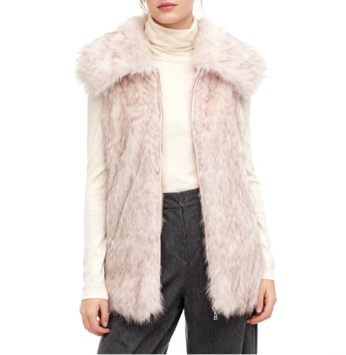 Gilet en fourrure pour femme veste longue sans manches d'hiver veste en peluche chaude