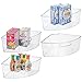 mDesign Kitchen Cabinet Plastic Lazy Susan Storage Organizer Bins with Front Handle - Large Pie-Shaped 1/4 Wedge, 6" Deep Container - Food Safe, BPA Free, 4 Pack - Clear