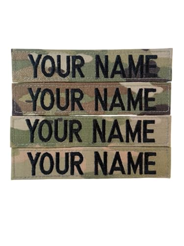 4 Piece Multicam OCP Custom Uniform Military Name Tape or Army Tape with Fastener Customized (Sew on or with Hook Fastener)