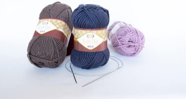 LaVita Yarn Gold Hand Knitting Yarn 5-Pieces Pack 100% Acrylic Yarn, 1 Ball 100 gr, 100 mt (9810) - Image 5