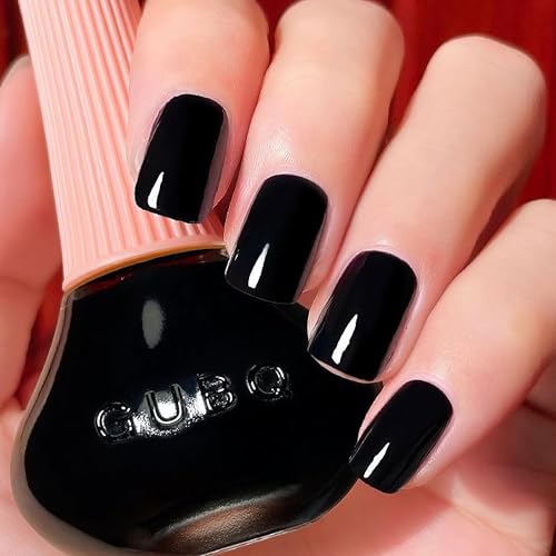 Schnelltrocknender Einfarbiger Nagellack mit cremigem Finish - Wasserbasierte Nagellacke für DIY Nageldesign - Ungiftiger Schnelltrocknender Nagellac - Quick Dry - Kein UV Nötig Sommer- (Schwarz, 1x)