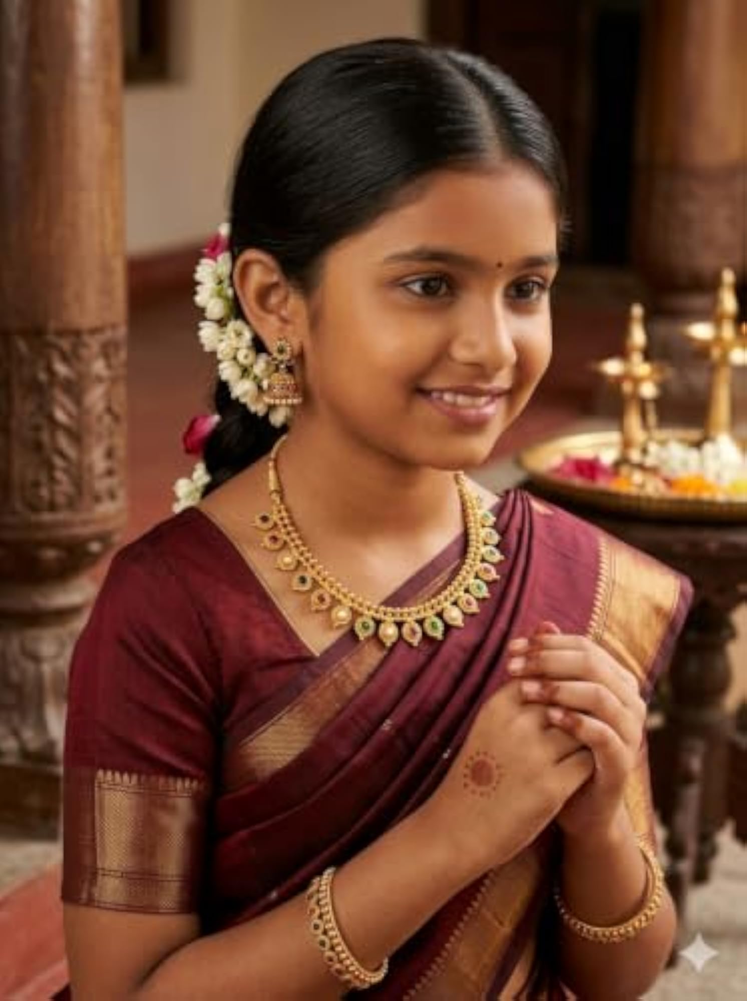 Traditional Gold Plated Guttapusalu Necklace for Women