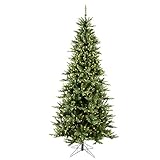Vickerman 7.5' Camdon Fir Slim Artificial Christmas Tree, Warm White Dura-lit LED Lights - Faux Slim