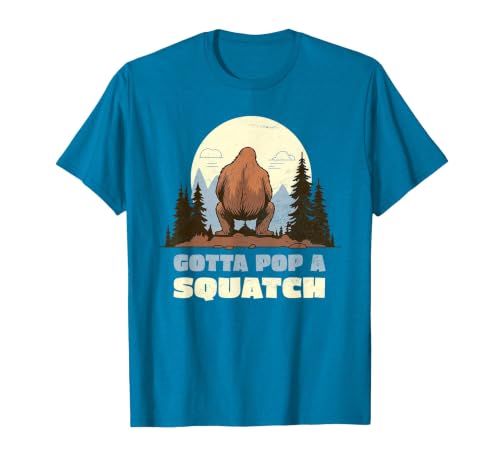 Funny Bigfoot Gotta Pop A Squatch Sasquatch Poop Joke Pun T-Shirt, Men, Sapphire Blue, Large