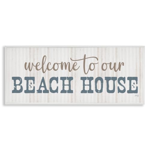 Welcome Beach House Nautical Coastal, 10 x 24 Inch Framed Giclée Print