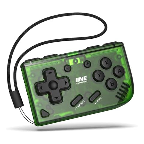 IINE Mini Retro Wireless Controller, Micro Remote Controller for Switch/OLED, PC, Android and IOS, Keychain Pocket-sized Controller with Turbo Function (Green) Cover