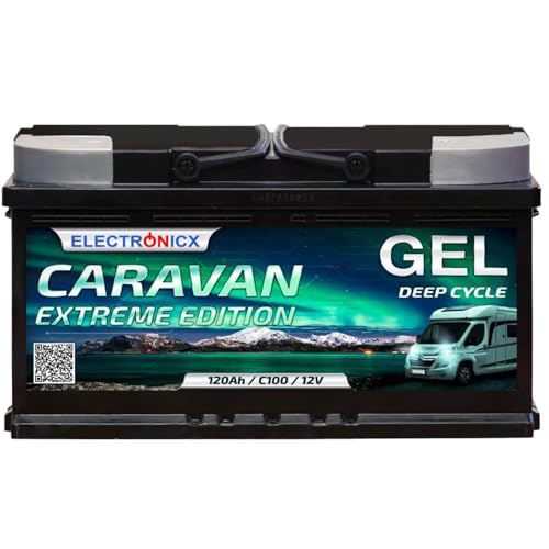 Electronicx Gel Caravan Extreme Batterie de Service 12V 120Ah / 120 Ah 12 Volts – Batterie à décharge Lente, sans Entretien & scellée – 353×175×190 mm –...