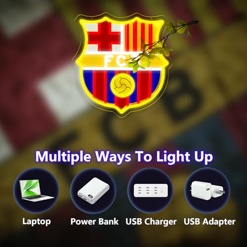 Image of AHlove Soccer Team Neon Sign for Wall Art Decor,LED Neon Lights for Bedroom、Man Cave,Birthday、Christmas Gifts for Teens Boys