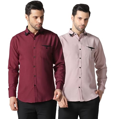 Image of TAGDO Men's Full Sleeve Shirt | Pocket Design and Spread Collar Shirt for Man (2054)