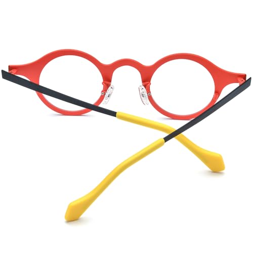 Image of FONEX Colorful Pure Titanium Glasses Frame Women Retro Round Eyeglasses