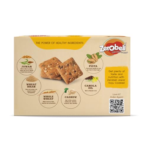 Image of Zerobeli Jowar Kaju Pista Cookies 425g (Pack of 3) | Premium Handmade Cookies With Real Cashews And Pista No Maida,No Refined White Sugar,No Palm Oil,Preservatives,or Colors