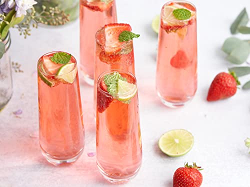 Kook Stemless Glass Champagne Flutes, Cocktail Cups For Rose, Prosecco, Mimosa, Great For Weddings And Parties, Dishwasher Safe, 10.5 Oz, Set Of 8 #TOP2