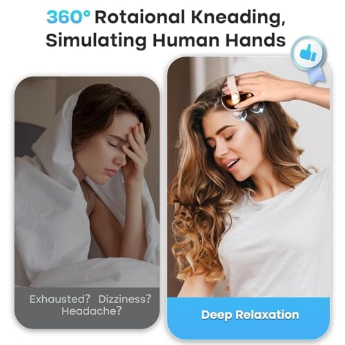 Image of Electric Scalp Massager for Hair Growth - Portable Rechargeable Head Massager, Waterproof Handheld Hair Scratcher With 8 Removable Massage Claws, Stress Relief, Gold