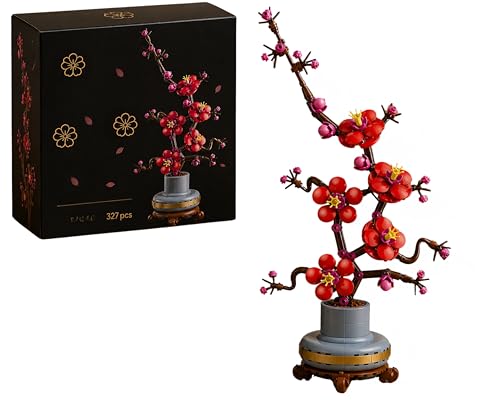 Image of Plum Blossom Building Blocks Set (327 PCS) | DIY Artificial Flower Bonsai Model | Creative Construction Toy & Home Decor Gift for Kids & Adults