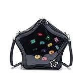 Aunewrick Star-Shaped Ita Bag, Star Purse Pin Backpack PU Cute Aesthetic Y2K Crossbody Purse, Handbag Ita Insert Display (Black)