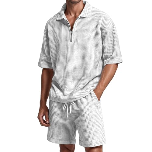 Ensemble homme short ample coupe confortable pour éviter la chaleur estivale vêtement blanc