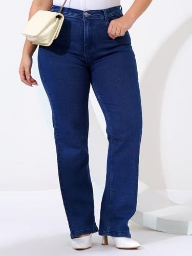 Image of Nifty Women's High Rise Denim Stretchable Straight Fit Plus Size Jeans