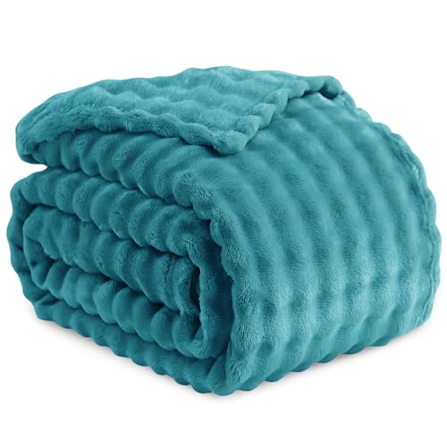 RUIKASI Bubble Decke Kuscheldecke Flauschig Türkis - 150x200cm Sofadecke und Couchdecke aus Plüsch, Warme Fleece für Wohnzimmer Deko Blanket, Dicke Wohndecke