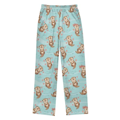J JOYSAY Cartoon Otter Heart Pajamas Pants Soft Long Pajama Bottoms Lounge Sleep Pants Size S-XL2