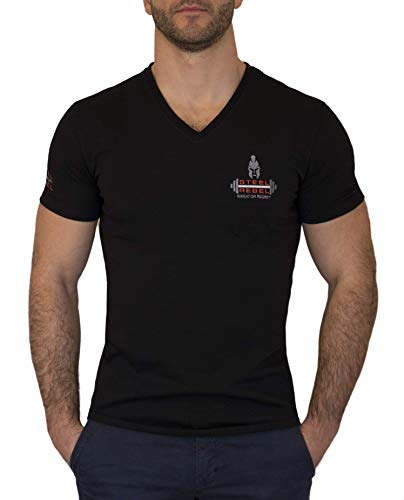 T-shirt Gym Slim Fit Homme en Coton et Élasthanne Fabriqué en UE