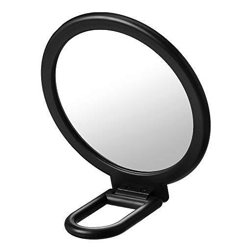 Topyhl Magnifying Hand Mirror, Travel Handheld Mirror Double-Sided 3X 1X Cosmetic Mirror Black Round Mirror 360 Degree Rotation #TOP3