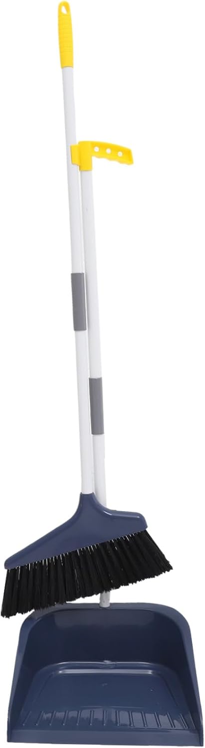 ABOOFAN Heavy Duty Long Handle Broom and Dustpan Set for Home Floor Cleaning Ergonomic Soft Bristle Sweeping Tool Kit for Indoor Use Comfortable Debris Removal