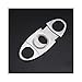 Anntuk Cigar Cutter Stainless Steel Guillotine Double Cut Blade in Leather Pouch, Silver