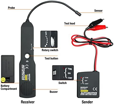 allsun Automotive Short Circuit Tester Finder Cable Tester Wire Tracker Detector Tone Generator EM415PRO