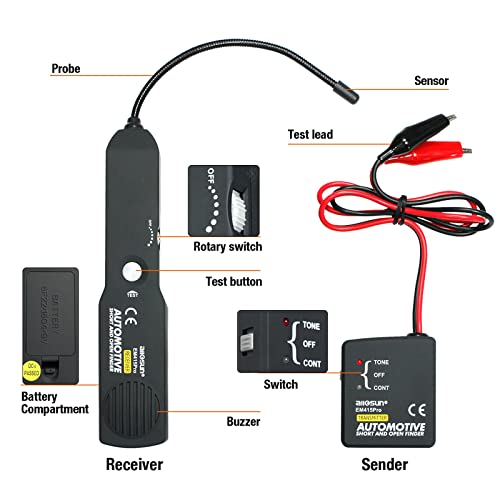 allsun Pro Automotive Short and Open Finder Circuit Tester Wire Tracker Circuit Finder Détecteur de court-circuit DC 6-42 V Outil de détection de court-circuit Sonde de puissance – Image 4
