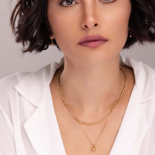 Image of PALMONAS 18k Gold Plated Two-Layered Bead Necklace for Women - Gift for Girls & Women | Waterproof & Anti-Tarnish Necklace