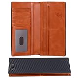 VISOUL Mens Billfold Long Checkbook Wallet Leather with RFID Blocking, Large Bifold Secretary Cash W