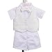 Lito Angels Baby Jungen 4 Teiliges Anzug Set mit Taufhaube, Taufe Taufkleidung Taufanzug Kurzarm, Größe 12-18 Monate 86, Weiss