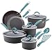 Rachael Ray 87641 Cucina Hard Anodized Nonstick Cookware Pots and Pans Set, 12 Piece, Gray with Blue Handles