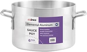 Pentola Winco USA Super Alluminio 40 Quart - Pesante, Bordo Rinforzato 4 Mm