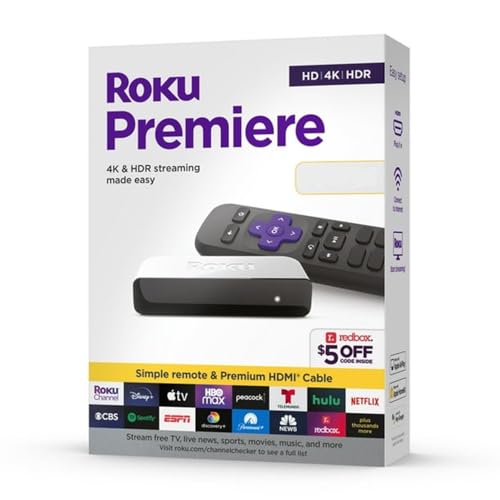Roku Premiere Streaming Media Player HD/4K/HDR Simple Remote and Premium HDMI Cable & Bundled with Swanky Cables 6FT HDMI Cable (3920R) by Roku - Used condition - CA$24.40
