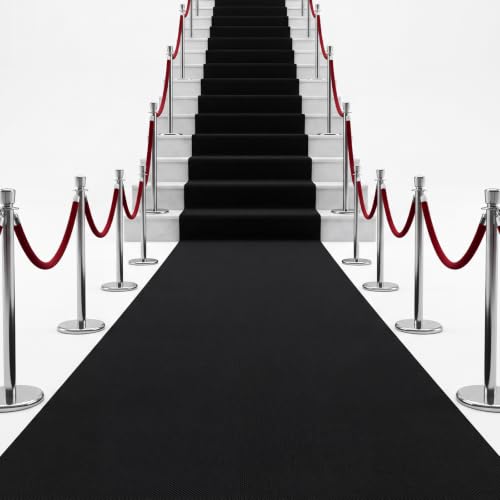 Black Carpet Runner for Party 100 GSM Felt Non-Woven Fabric Runway Carpet for Event, Aisle Runner for Wedding Ceremony Hollywood, Movie Theme Rug Party Decor (Black, 2 X 15 Ft)